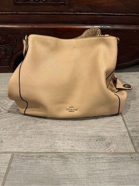 Coach Tan Pebbled Leather Hobo Shoulder Bag